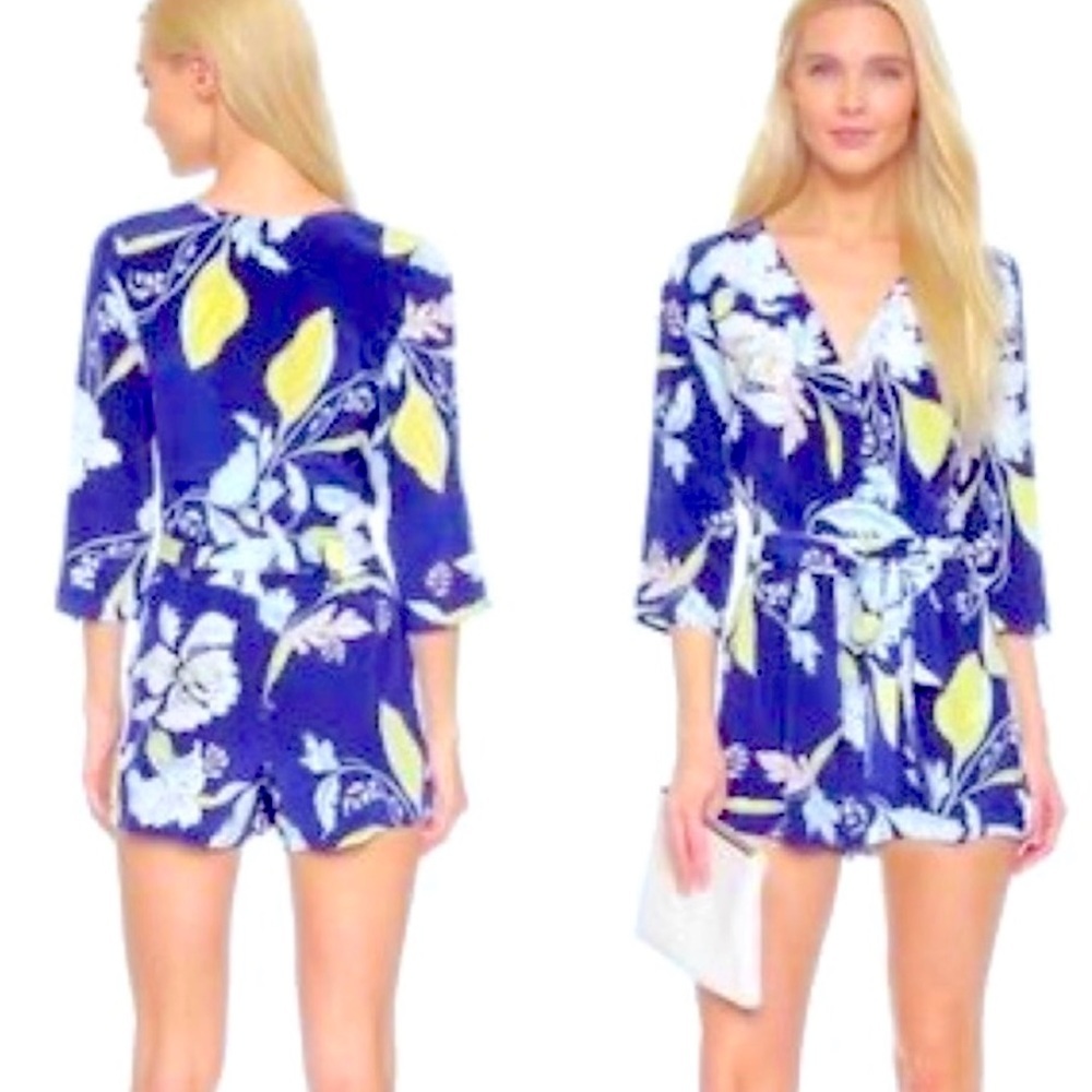 Yumi Kim Liz Romper in Eastern Garden Royal Blue - Size XS